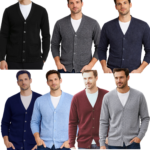 Men V Neck Cardigan Front Button Sweater Long Sleeve Pocket small to Papa Size